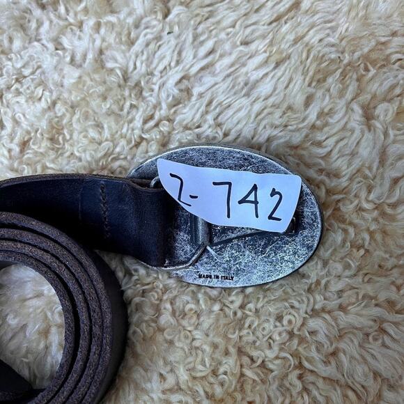 Lee Cowboy Brown Leather Belt With Oval Metal Buckle Made In Italy - Picture 16 of 16